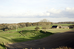 Herfstbeeld van de vallei vanuit het vakantiehuisje